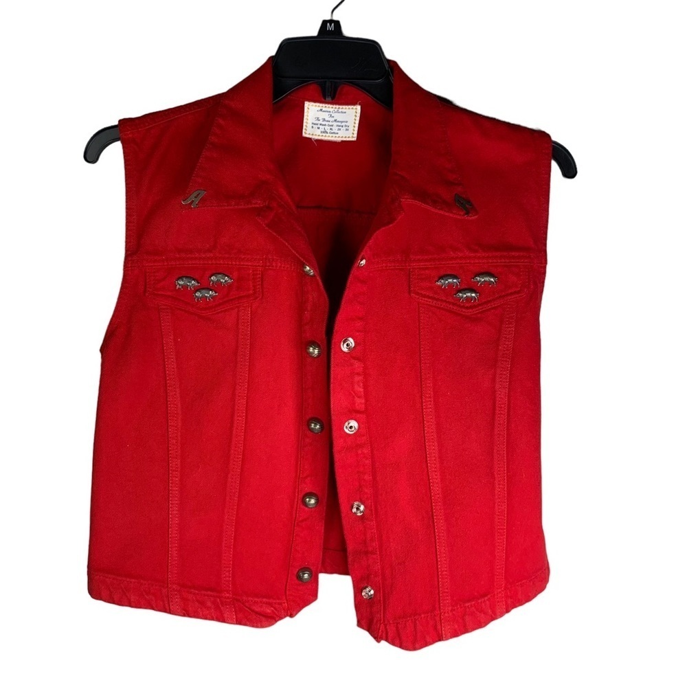 Arkansas Razorback Custom Made Hand Crafted Vest w/ Pewter Hogs Accents Size Med